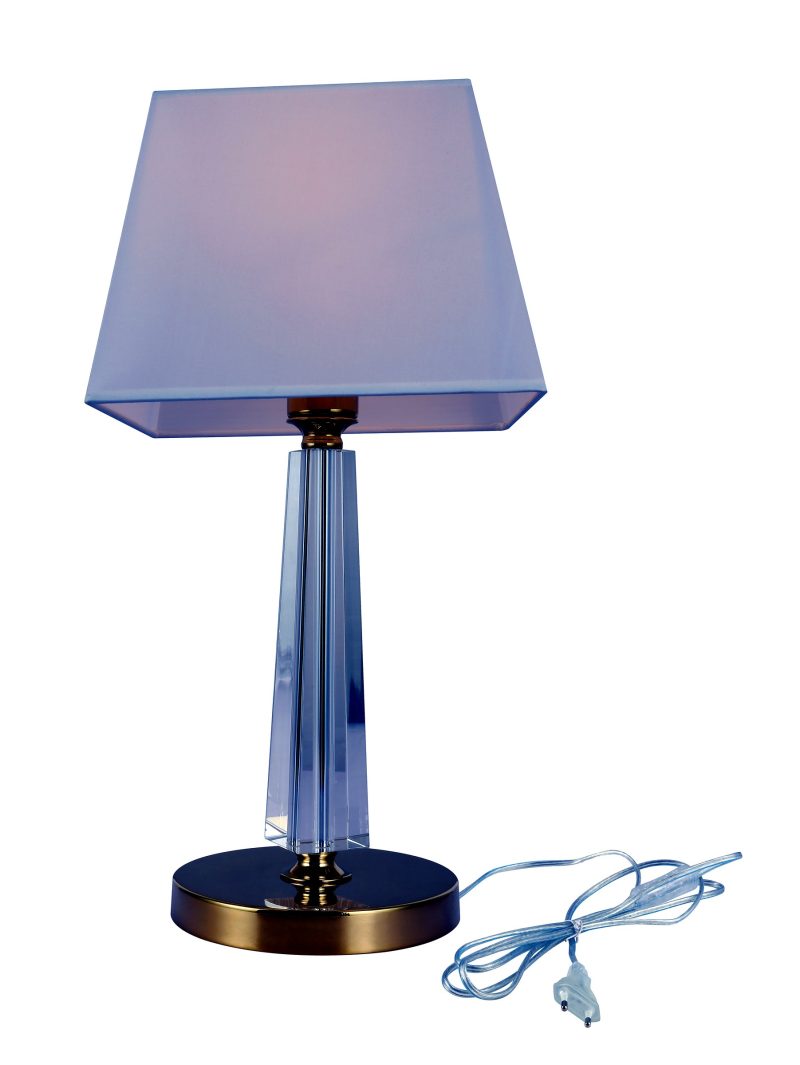 White Fabric Crystal Table Lamp