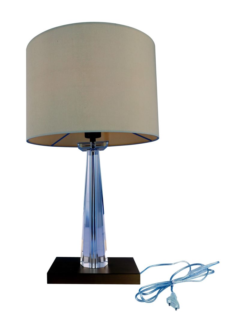 Cream Fabric Crystal Table Lamp