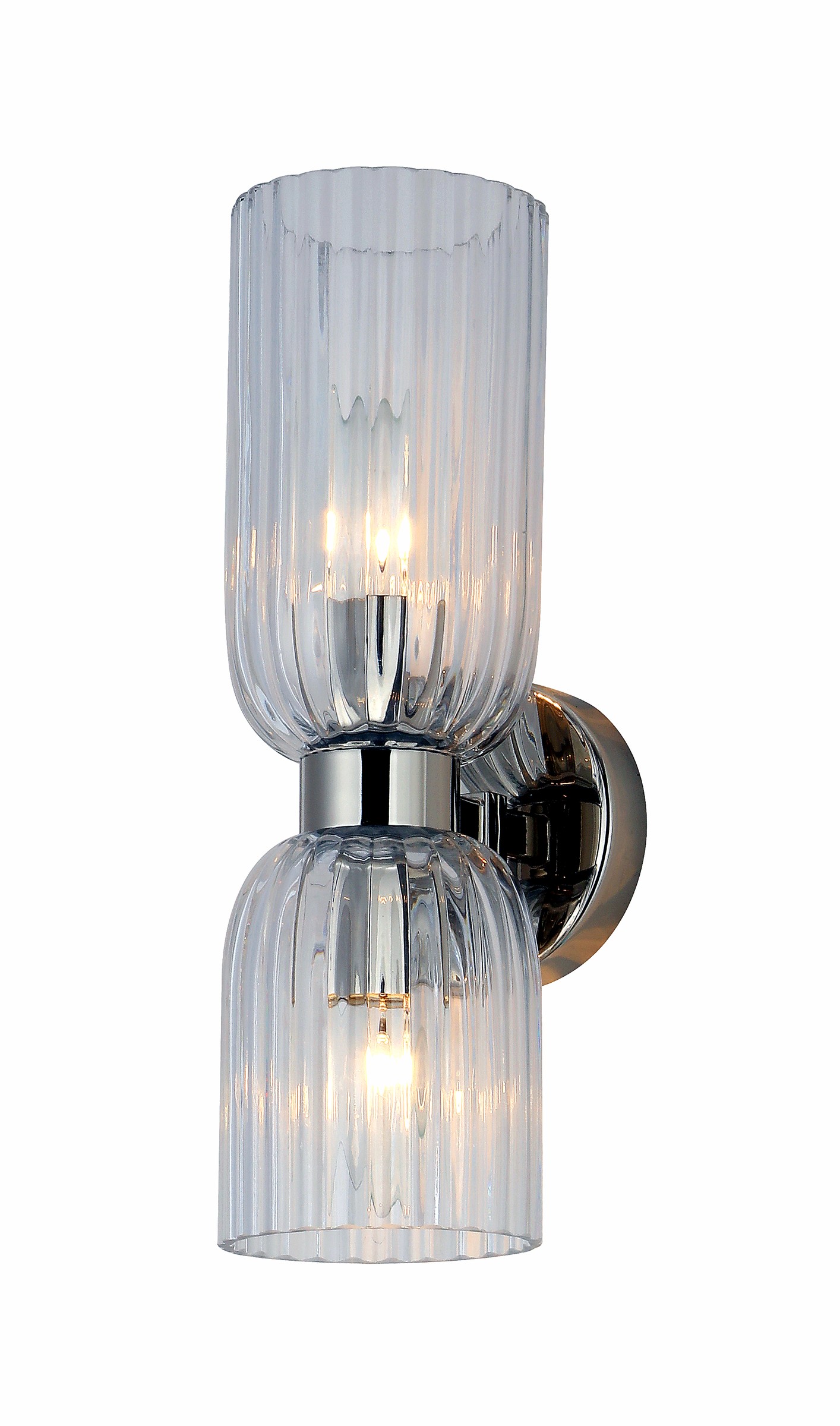 Chrome Double Glass Wall Sconce
