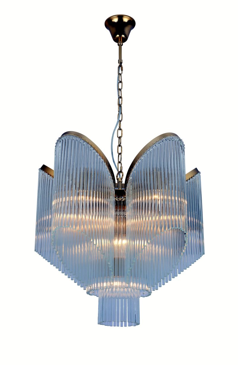 Multi-Layer Gold Glass Chandelier