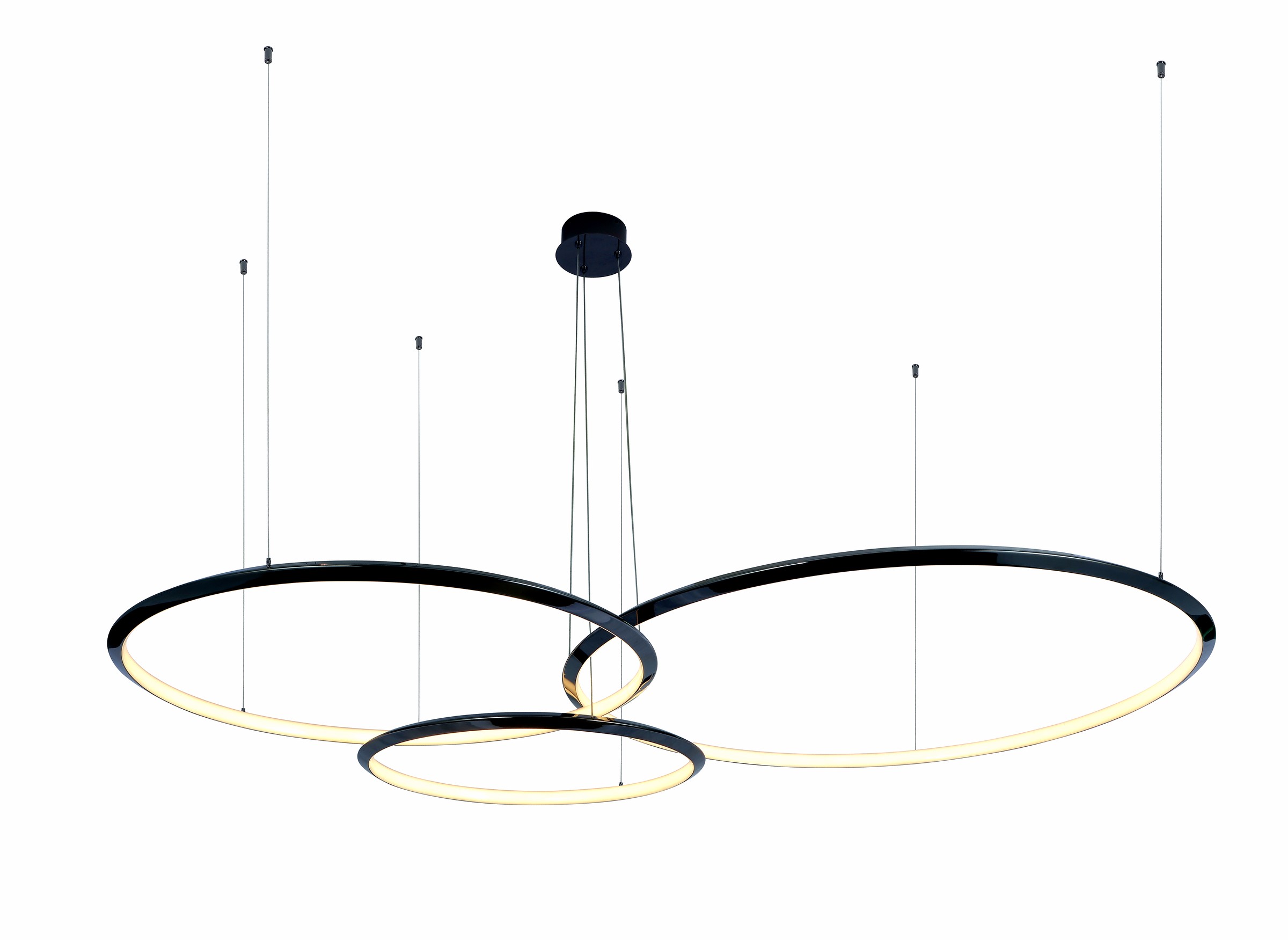 3-Ring Black LED Chandelier