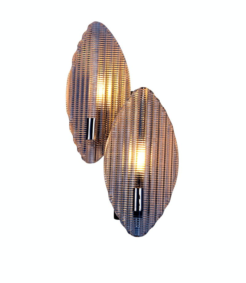 2-Light Silver Glass Wall Sconce