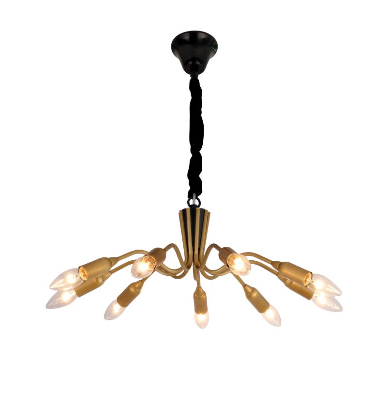 Brass Radial Bulb Chandelier