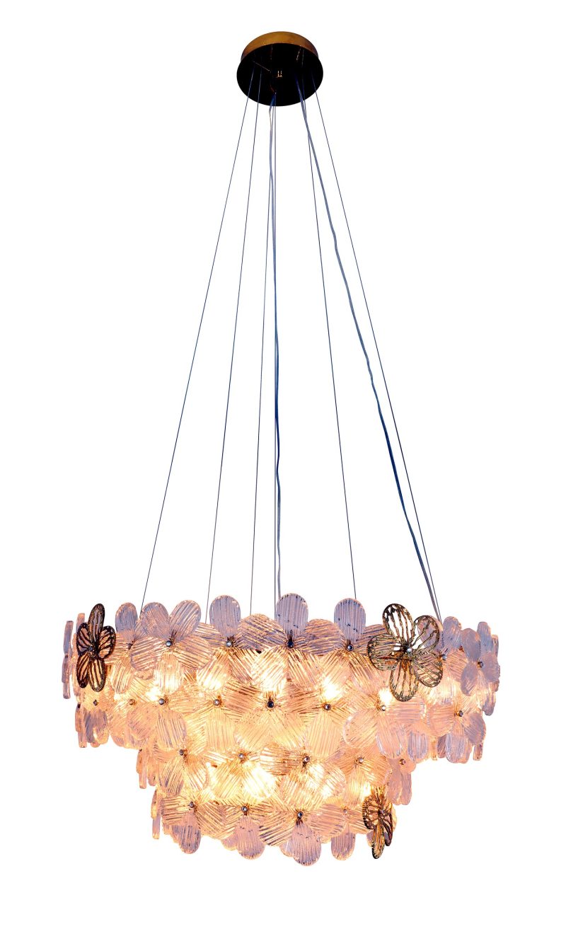 Round Layered Fabric Chandelier