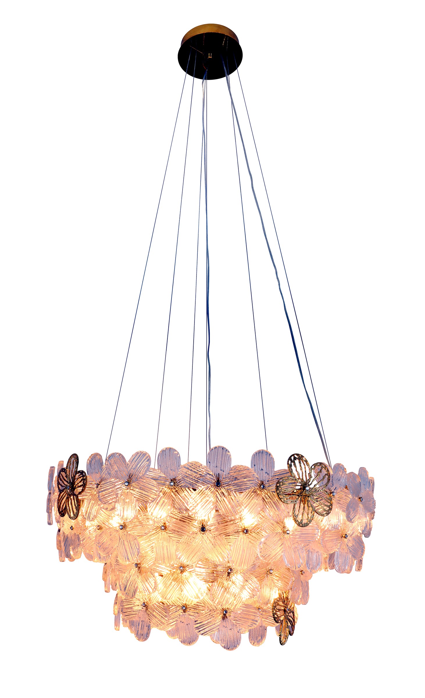 Round Layered Fabric Chandelier