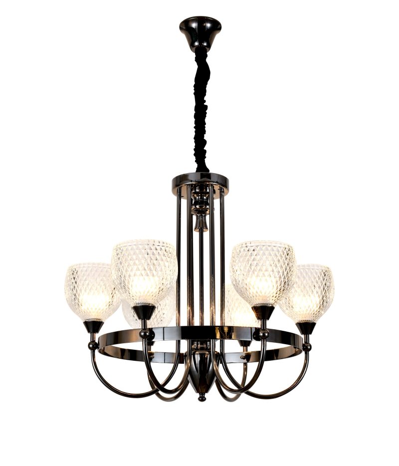 Vintage Black Glass Chandelier