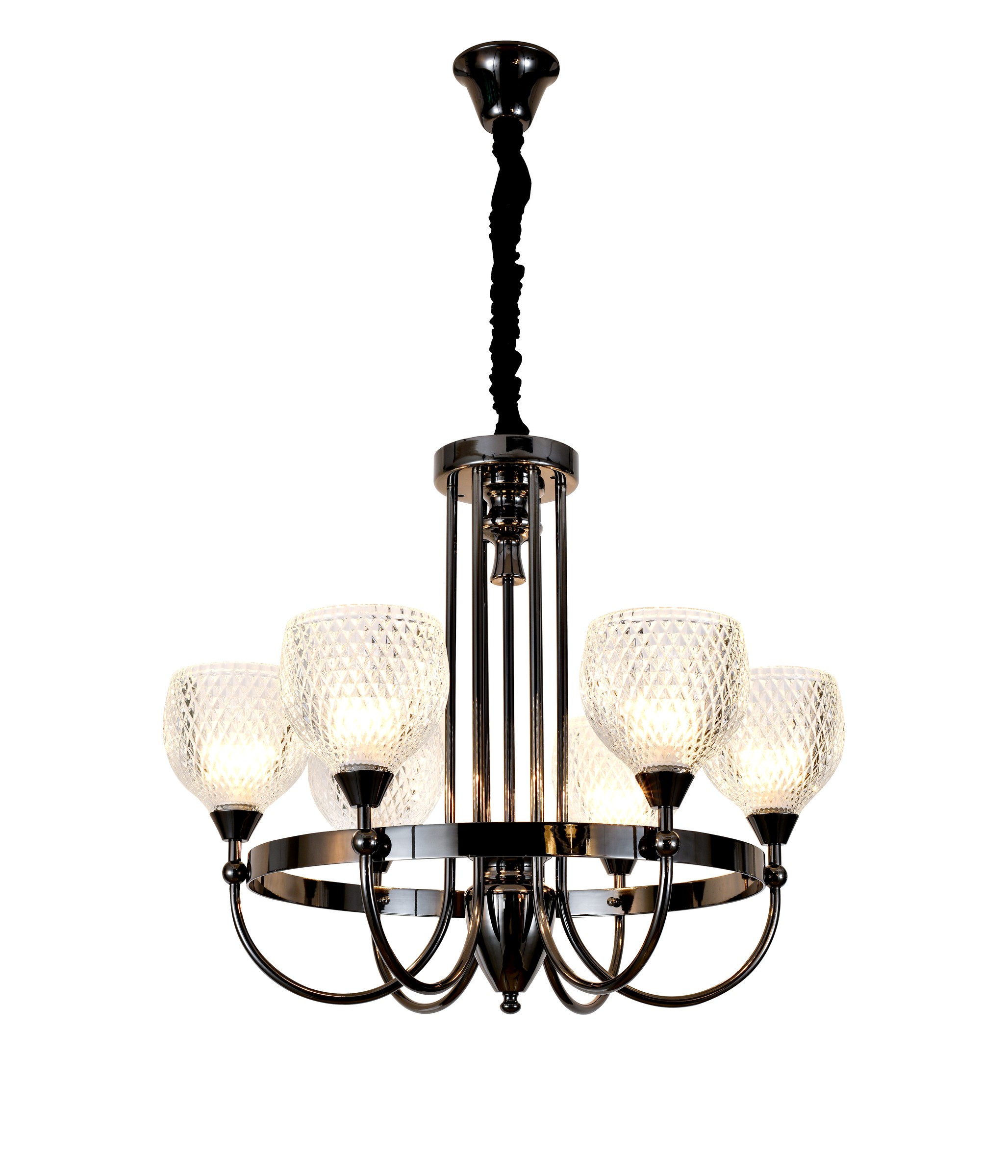 Vintage Black Glass Chandelier