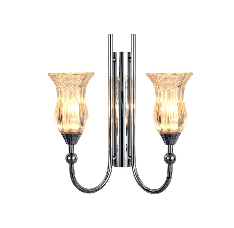 2-Light Chrome Glass Wall Sconce