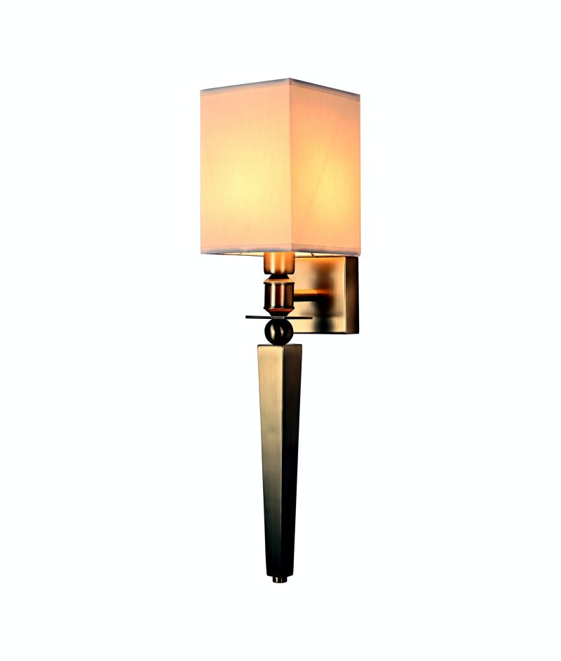 Brass Square Fabric Wall Sconce