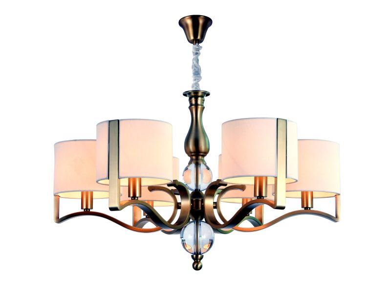 6-Light Gold Fabric Chandelier