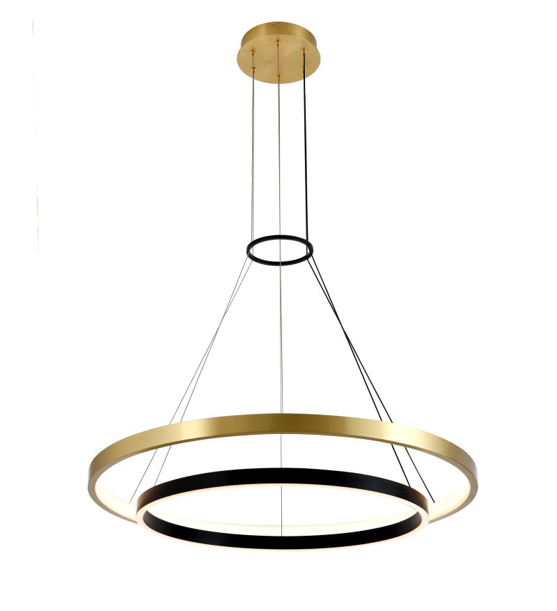 Black & Gold 3-Ring Chandelier