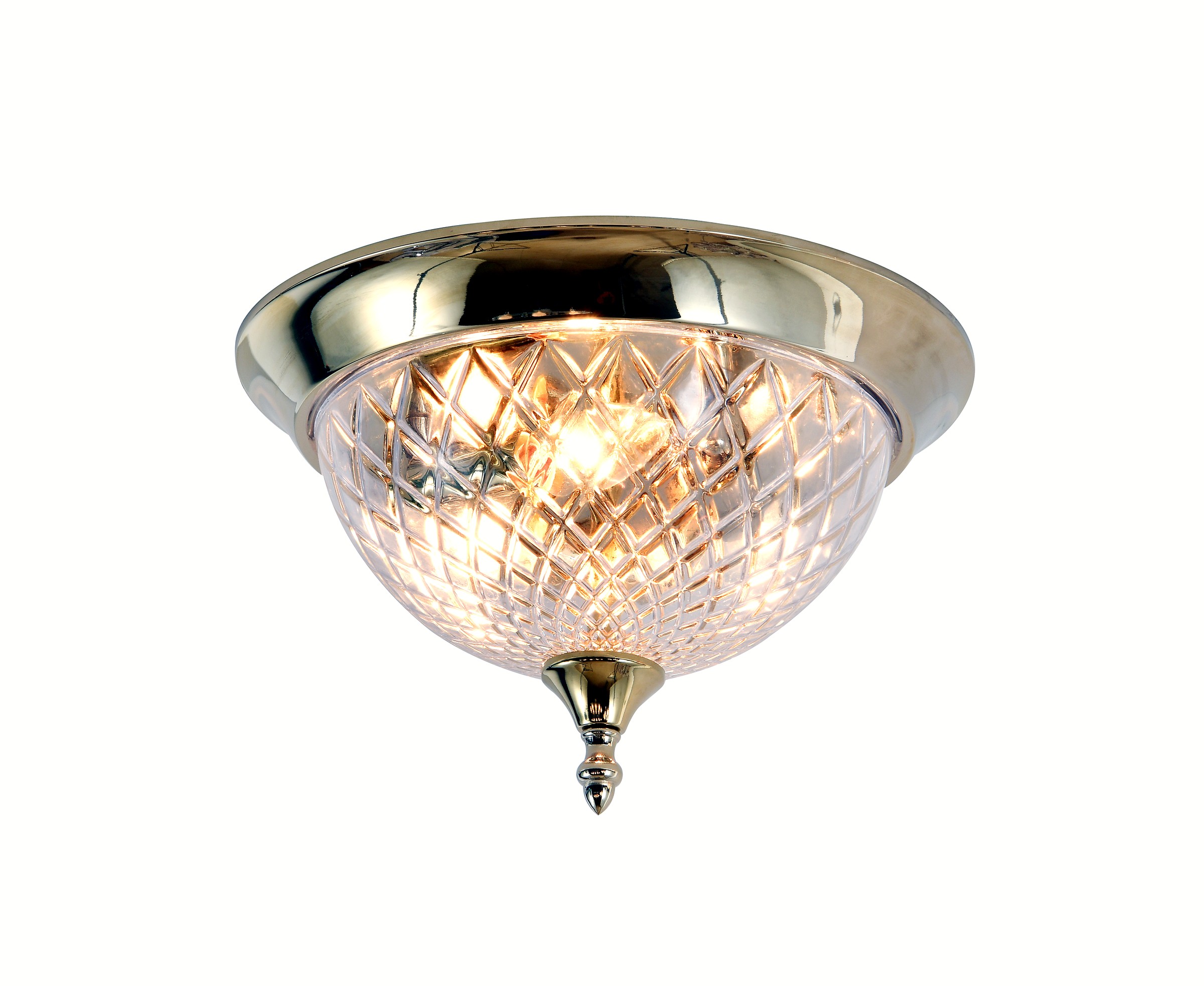 Brass Faceted Glass Ceiling Light