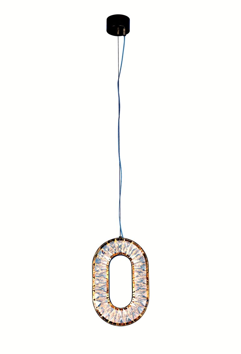 Gold Crystal Number Ring Pendant