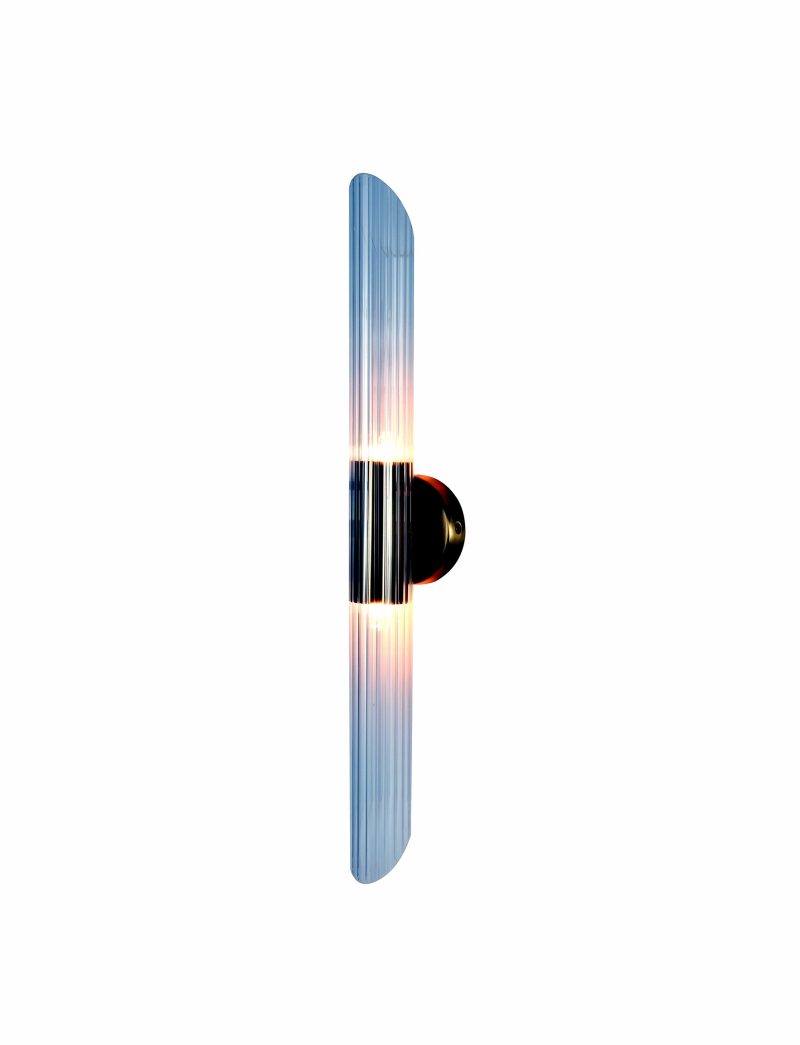 Brass Fluted Glass Wall Sconce