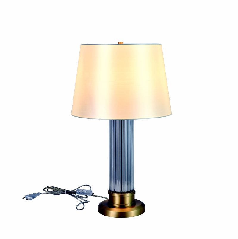 Cream Fabric Crystal Table Lamp