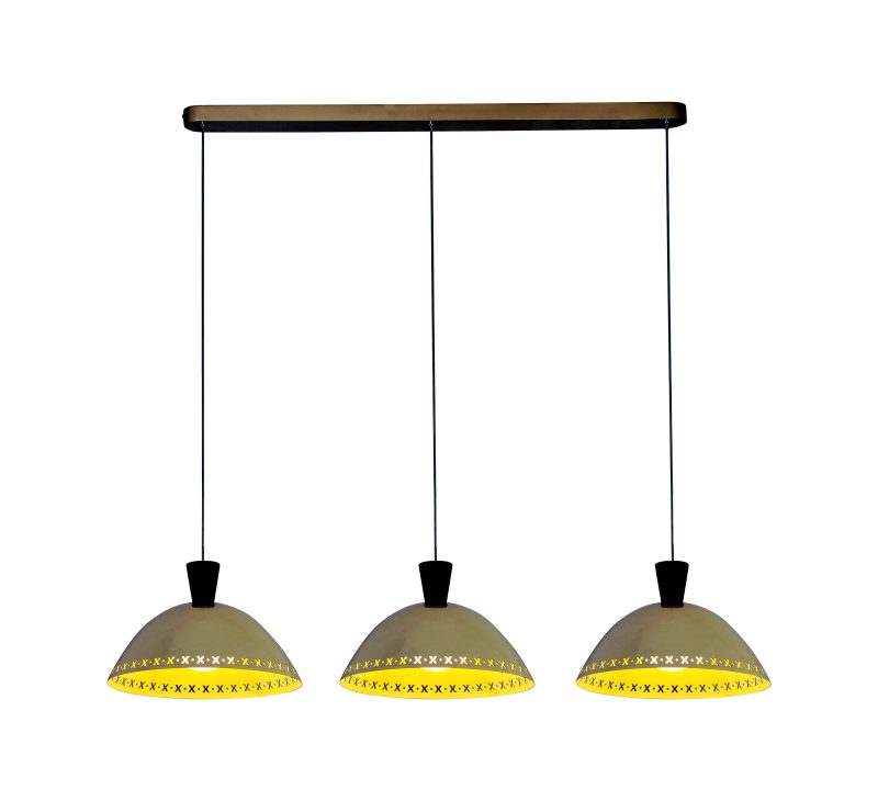 3-Light Cream Fabric Pendant