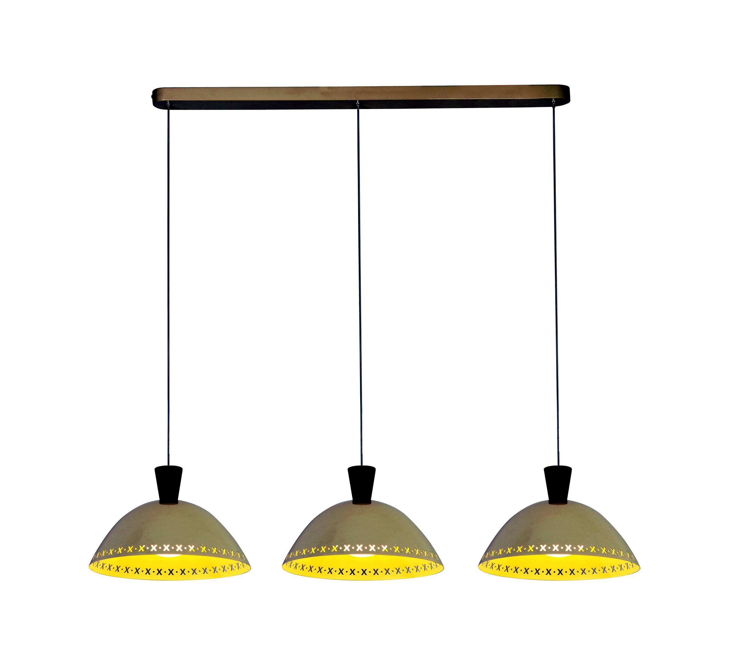3-Light Cream Fabric Pendant