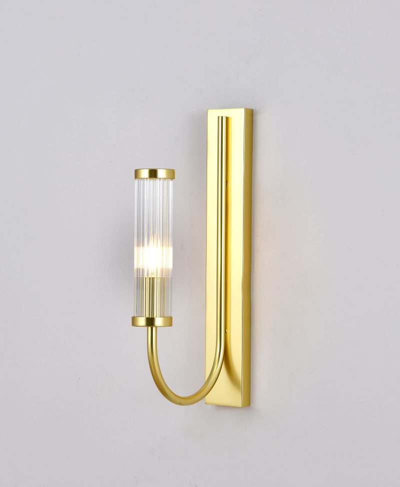 Gold Glass Cylinder Wall Sconce