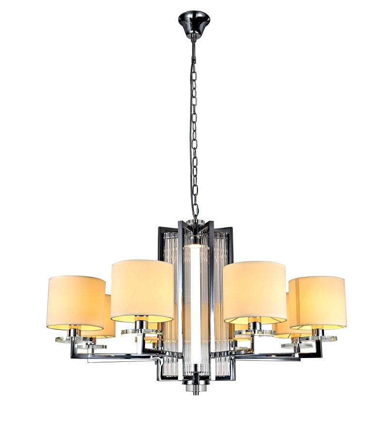 6-Light Chrome Crystal Chandelier
