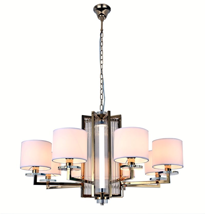 Gold Fabric Cylinder Chandelier