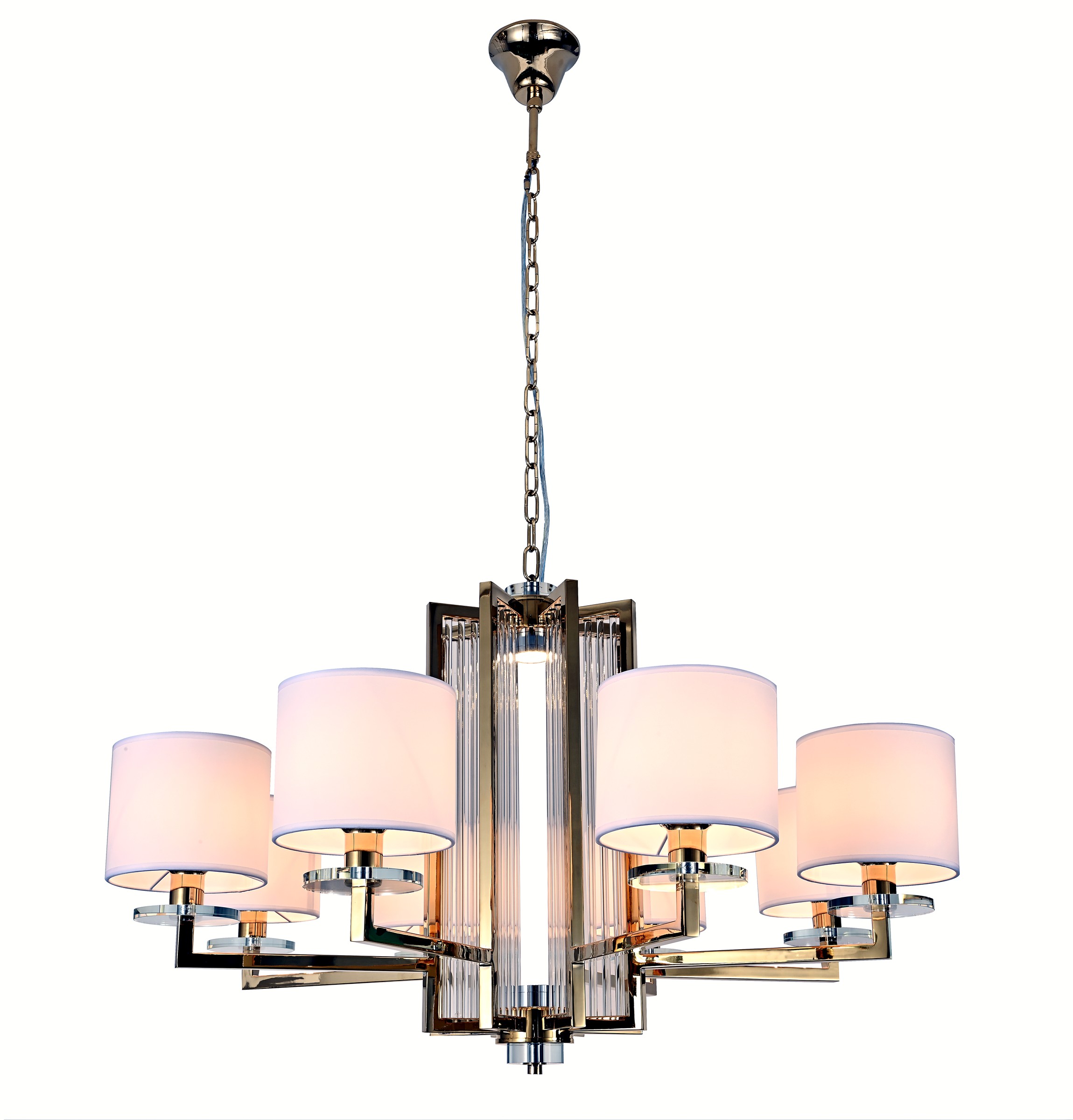 Gold Fabric Cylinder Chandelier