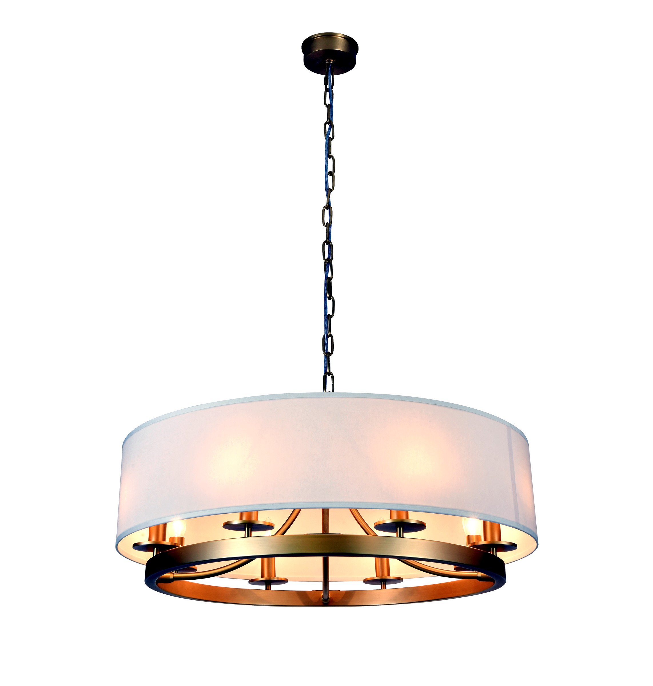 Cream Fabric Gold Chandelier