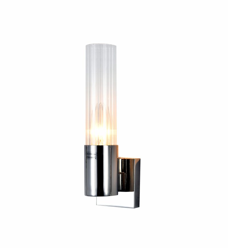 Silver Fluted Glass Wall Sconce