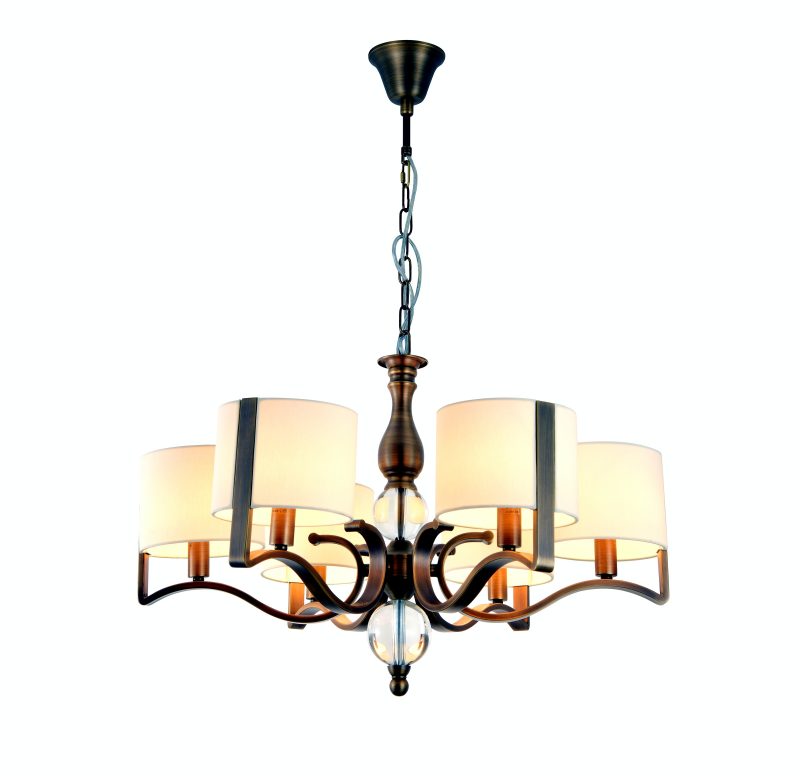 American Brass Fabric Chandelier