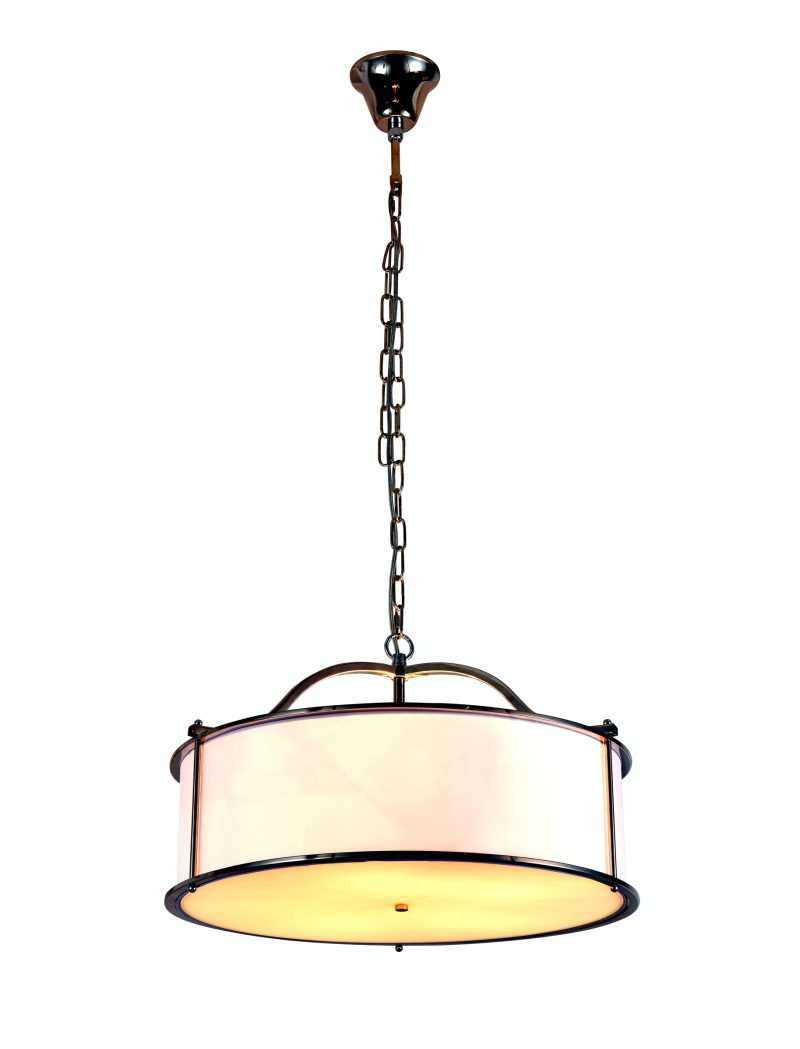 White Fabric Round Pendant