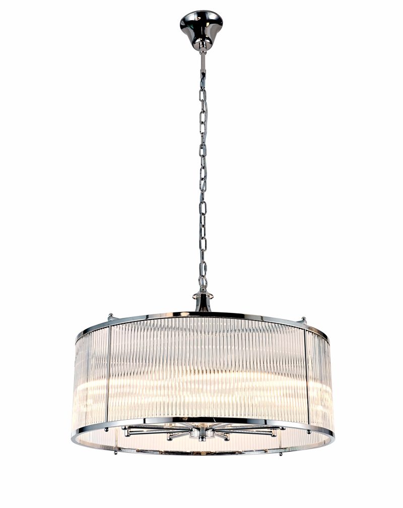 Chrome Cylinder Glass Pendant
