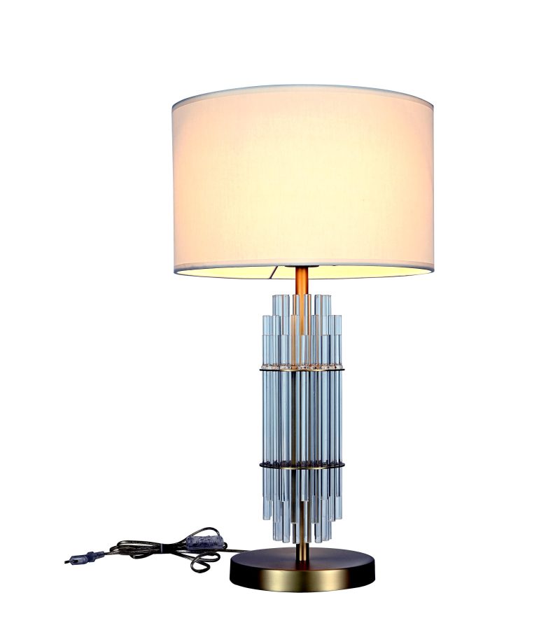 Cream Crystal Column Table Lamp