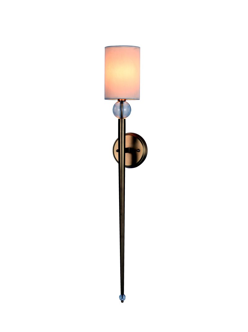 Brass Crystal Fabric Wall Sconce