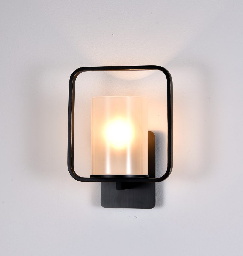 Black Frame Frosted Wall Sconce