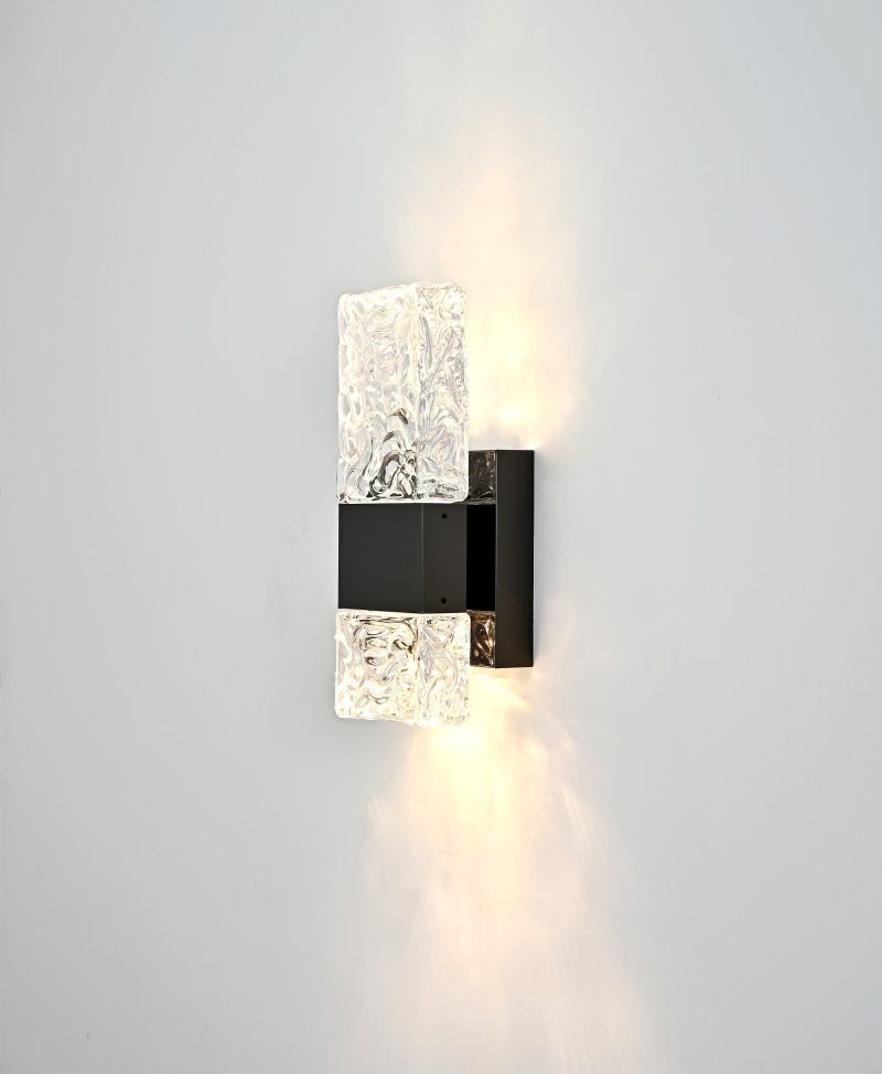 Black Ice-Crack Glass Wall Sconce
