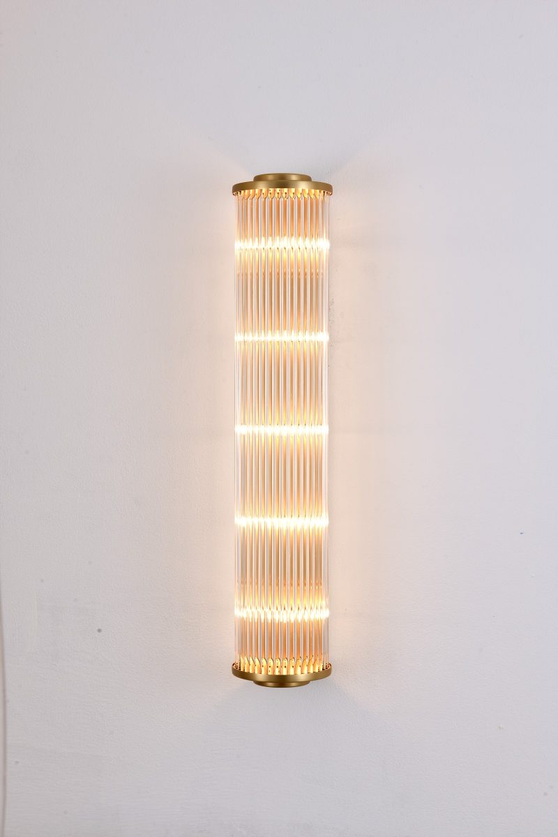 Gold Ribbed LED Wall Light