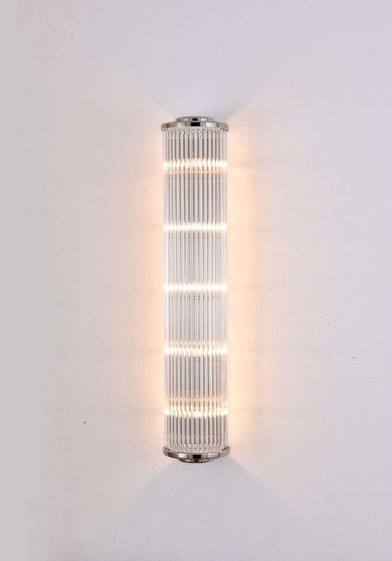Silver Ribbed LED Wall Light