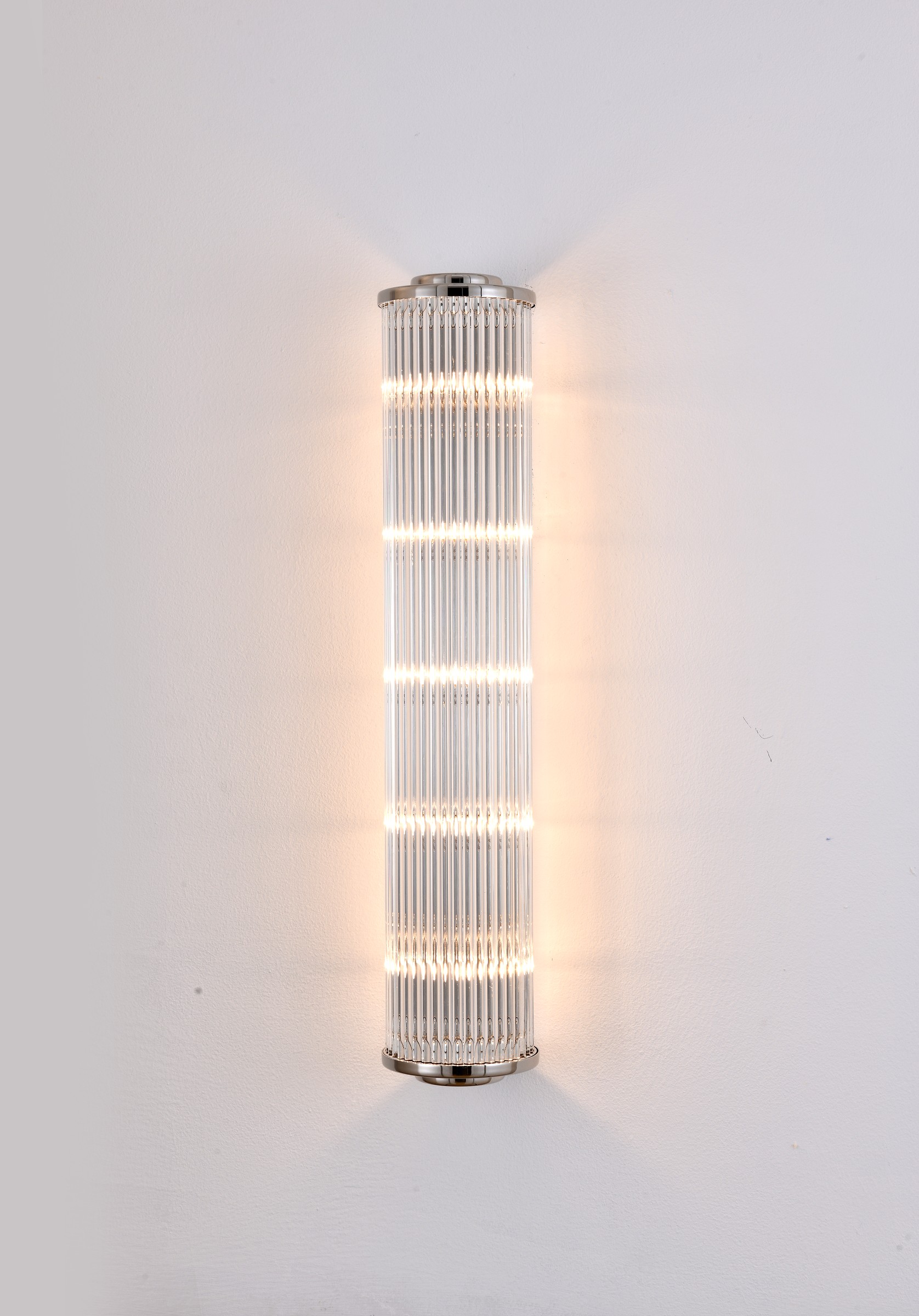 Silver Ribbed LED Wall Light